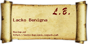 Lacko Benigna névjegykártya