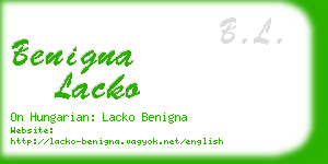 benigna lacko business card